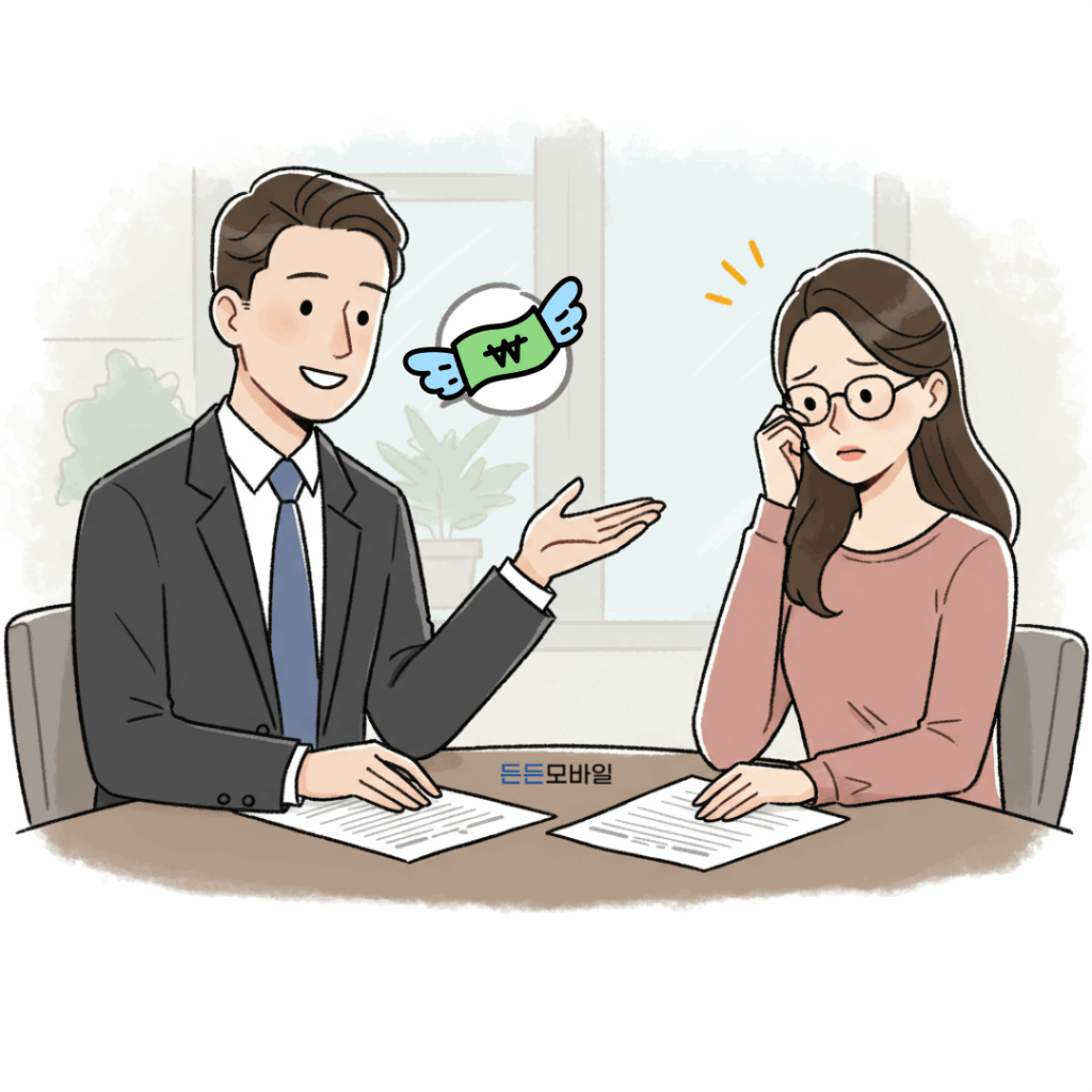 대면 상담 중인 든든모바일 폰테크 상담원